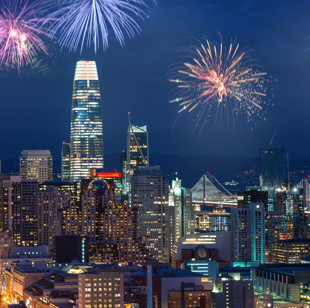 City lights below, fireworks above. 🎆 We hope your night is as sparkling as San Francisco on the Fourth of July!