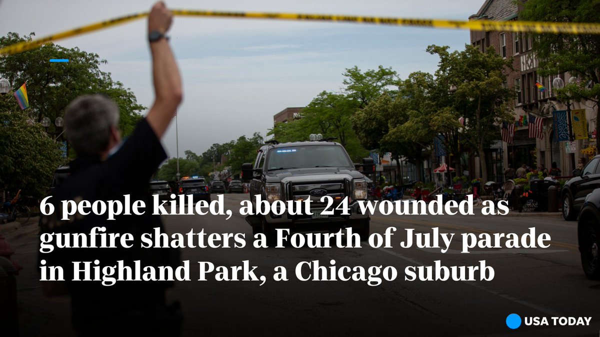 USATODAY's tweet photo. Update: The Highland Park shooting suspect – described as a white male with dark hair, 18 to 20 years old – was still at large, and residents were warned to shelter in place.

For the latest updates: https://t.co/2YfmwvRaND https://t.co/FO62svzRe8