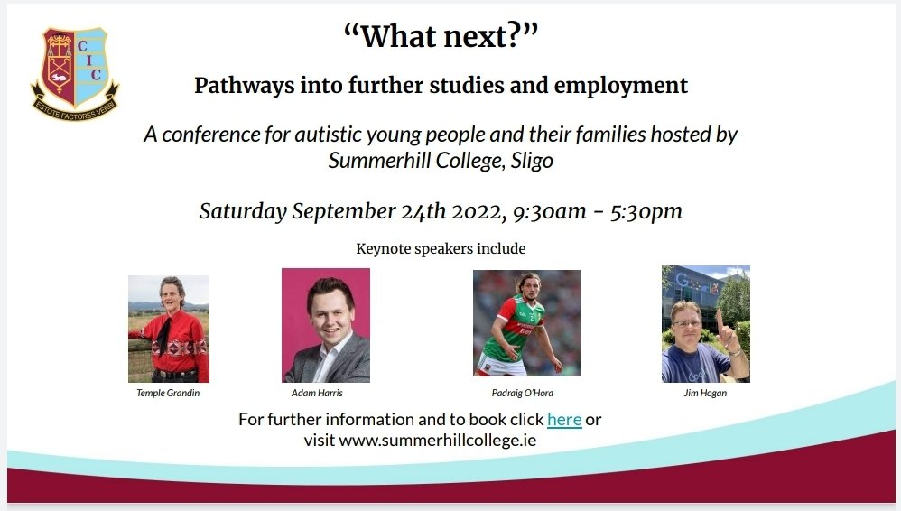 cicsummerhill's tweet photo. Family Conference, Saturday September 24th in CIC Summerhill. Pathways for autistic young people after post primary. Book here today - https://t.co/gQpu6odvP7 https://t.co/ryFor7WvMe