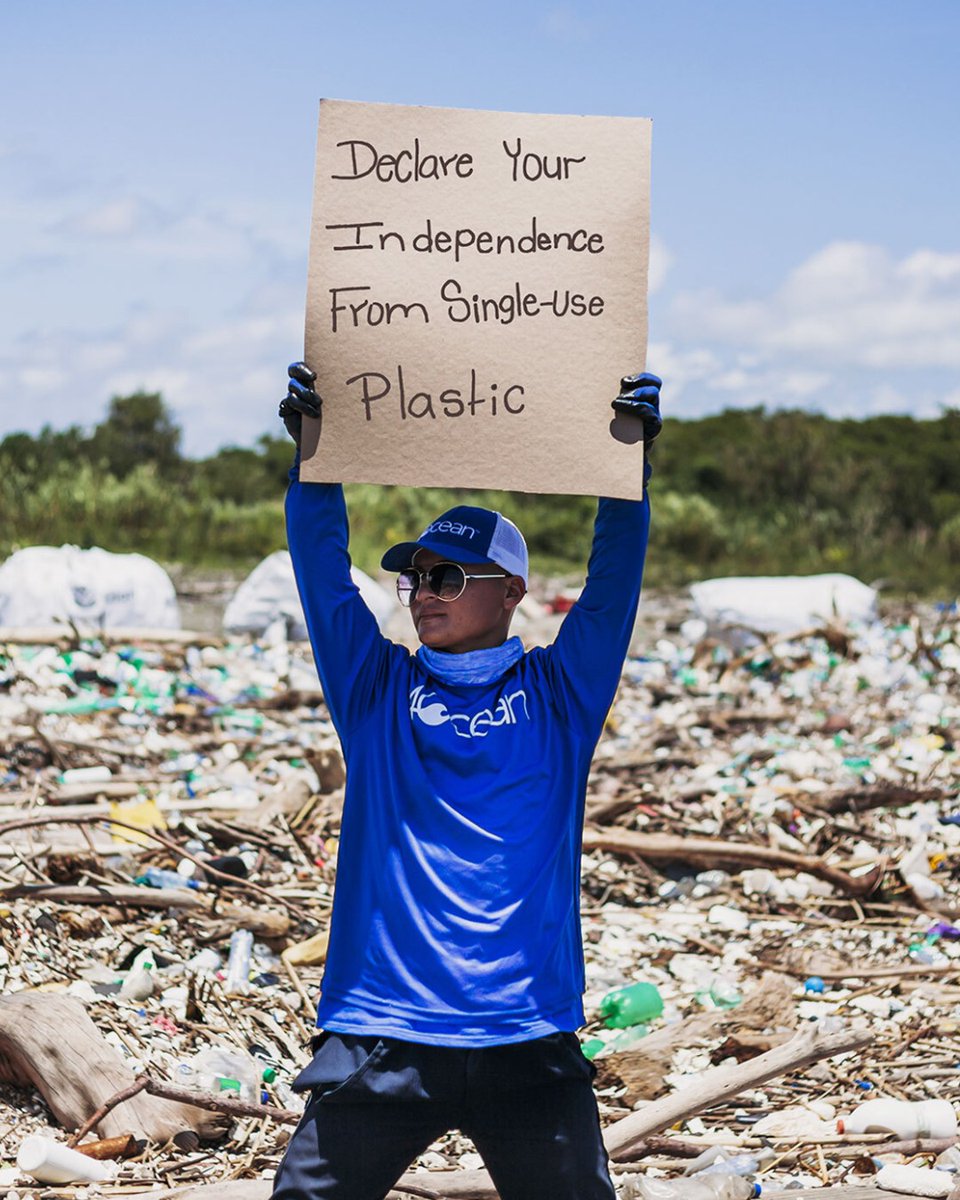 4ocean's tweet photo. As the 4th of July is celebrated all around the U.S. today in honor of freedom and independence, we wanted to challenge you to declare a new kind of independence...

Independence from single-use plastic.

Happy 4th of July from the 4ocean crew 💙 https://t.co/fUNmKIX61z
