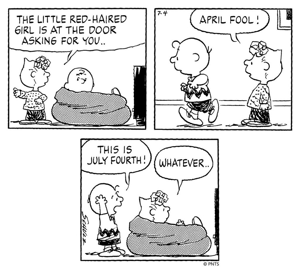 Happy Fourth of July! 🎆

This Peanuts comic strip was first published #OTD in 1995.