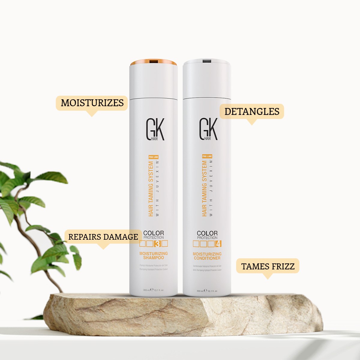 Dryness? Damage? Frizz?💧
Our Moisturizing Color Protection Duo is on a hair recovery mission to revitalize your tresses. 

#GKHair #Juvexin 
#Globalkeratin #GKHairproducts #Hair #Frizzhair #Damagehair #Hairtaming #Shampooandcondititoner #Tamesfrizz #Repairsdamagehair