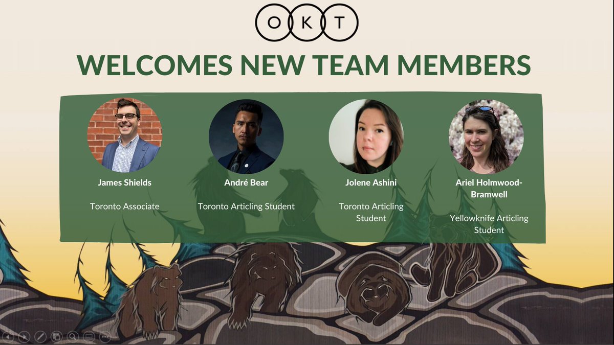 OKT is excited to welcome one associate and three articling students students to our team, one based in our Yellowknife office and three in our Toronto office. Follow this🧵 to learn more about the exciting additions to our team!