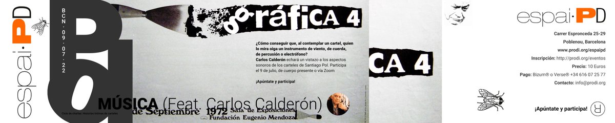 PDmosca's tweet image. ¿Cómo consigue Santiago Pol que quien contemple sus afiches los oiga también? Este sábado, Carlos Calderón analizará los efectos sinestésicos de su obra en la última charla de la serie “Historias íntimas de carteles”. Participa presencialmente o vía Zoom® prodi.org/eventos