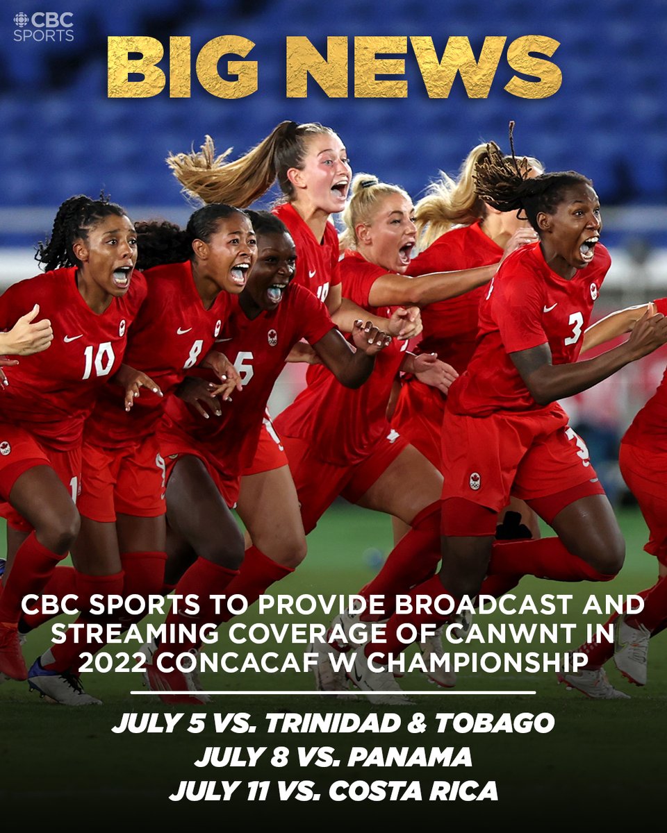 BIG NEWS! CBC Sports to broadcast Canadian NWT's group stage matches at CONCACAF W Championship @CanadaSoccerEN cbc.ca/sports/soccer/…