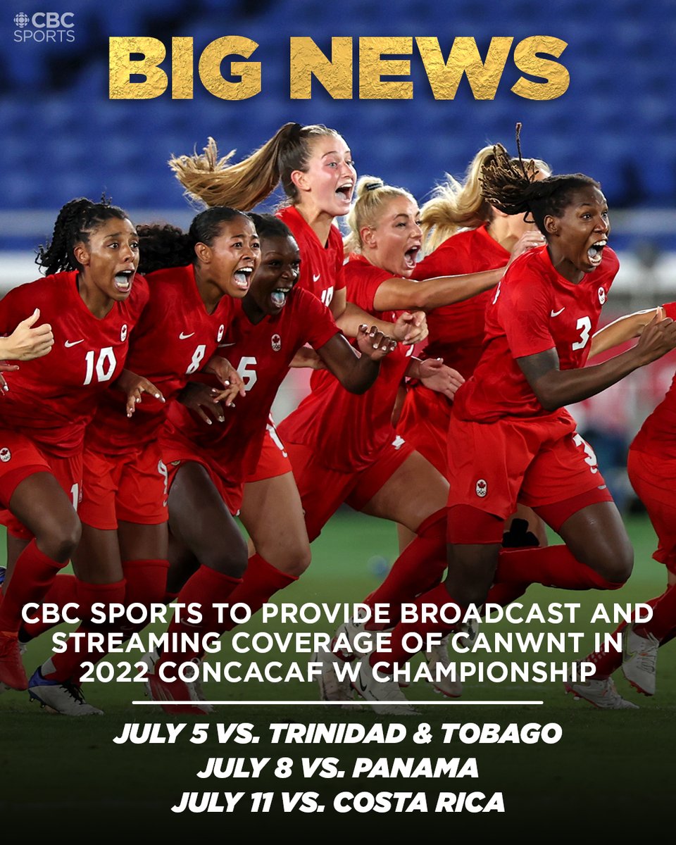 BIG NEWS! 

CBC Sports to broadcast Canadian NWT's group stage matches at CONCACAF W Championship

<a href="/CanadaSoccerEN/">Canada Soccer</a>

cbc.ca/sports/soccer/…