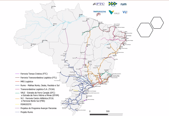 "Este mapa nos permite observar cómo los ferrocarriles se encuentran, actualmente, controlados por unas pocas empresas", afirma Adriano Drummond Trindade.

#ConexiónBrasil #Webinar #CCBE #Ferrocarriles