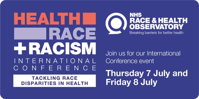 'Breaking barriers for better Health.'
Health, Race +Racism International Conference 
7th/8th July  Register now: nhsrho.org/events/health-… 
#RHOconf2022 @EDI_QEHKL