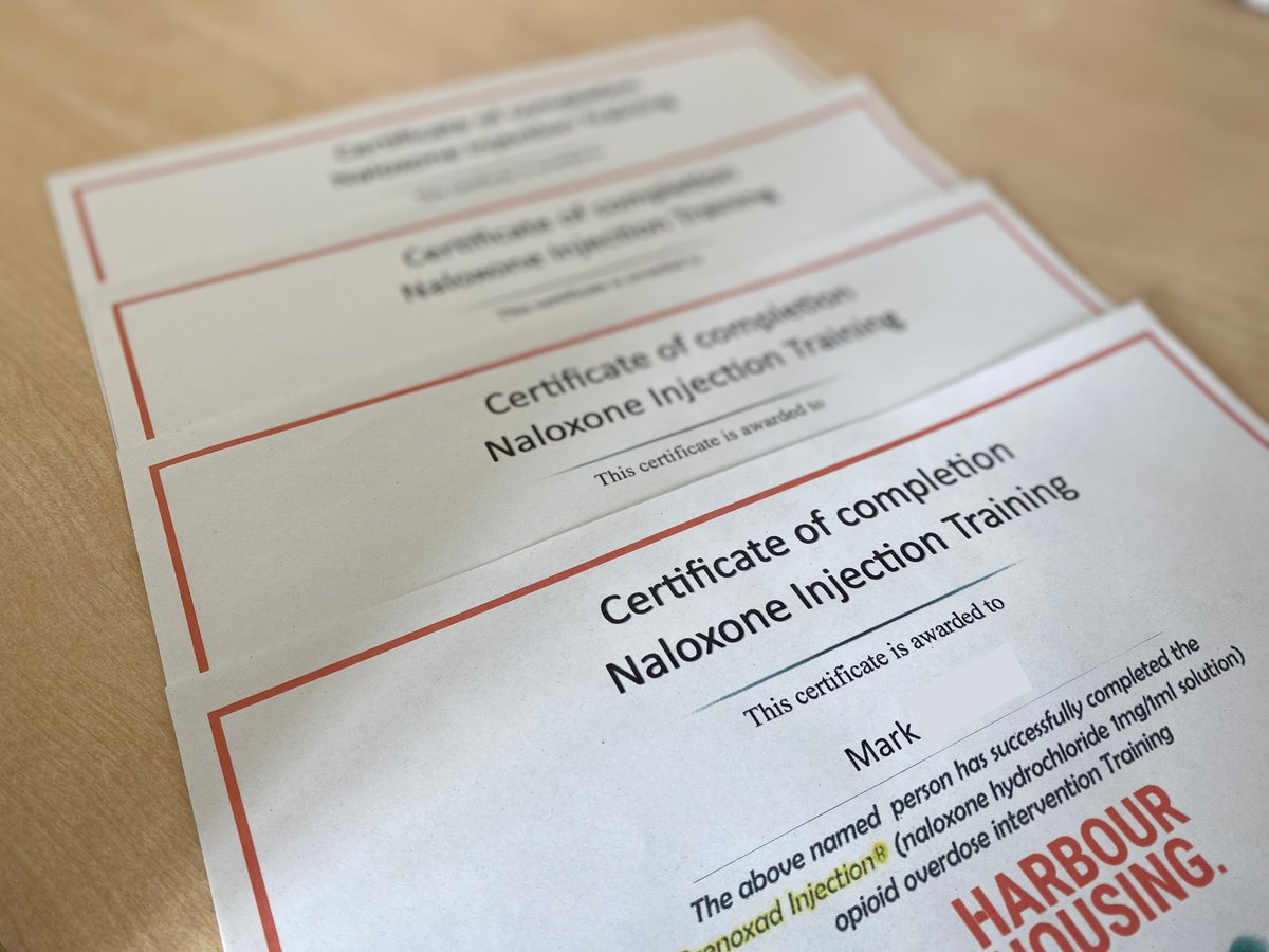 Our in-house construction team completed a refresher naloxone training session this morning with Rachel, our trainer at Harbour 💪 It's so important that all our staff, volunteers and residents know how to use this life-saving medication. 🧡👷‍♀️