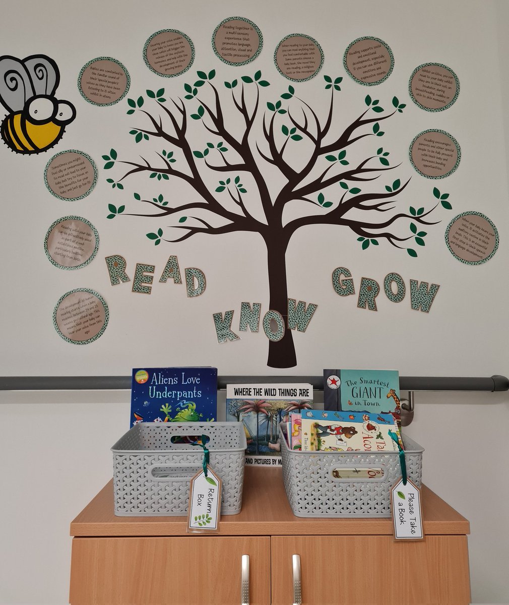 🌳Read Know Grow 🌳 We love our  new library that encourages parents to read to their babies on NICU. Hearing begins around 24weeks gestation and reading is a perfect way to bond and also create a multisensory experience to stimulate growth and language development 📖💜 @LeannieC