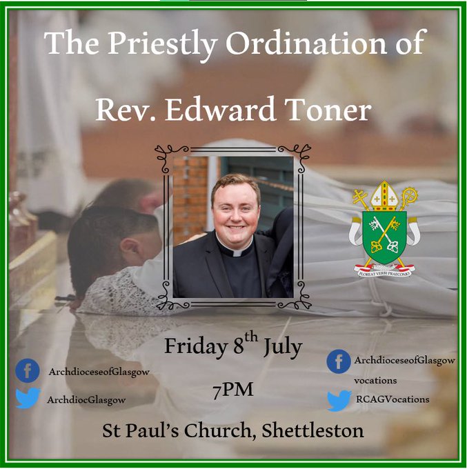 ArchdiocGlasgow's tweet image. Just four days until the ordination of Glasgow&apos;s newest priest. Remember Deacon Edward in your prayers.