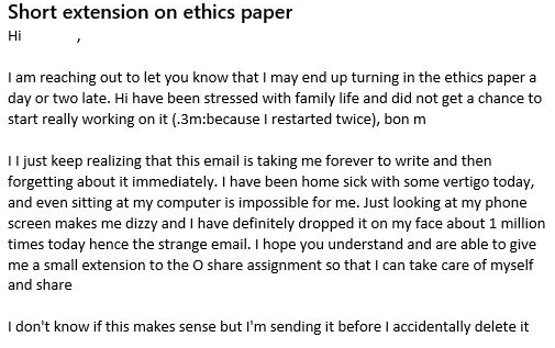 outofspoonspod's tweet photo. People assume rx side effects are all mild and tolerable, and most are. Others leave you in bed for 3 days with memory holes and weird emails in your sent folder.
At least I demonstrated that I was incapable of writing a paper.
 #Disability #ADHD #chronicillness #spoonie #funny https://t.co/WMLOAEqOKy