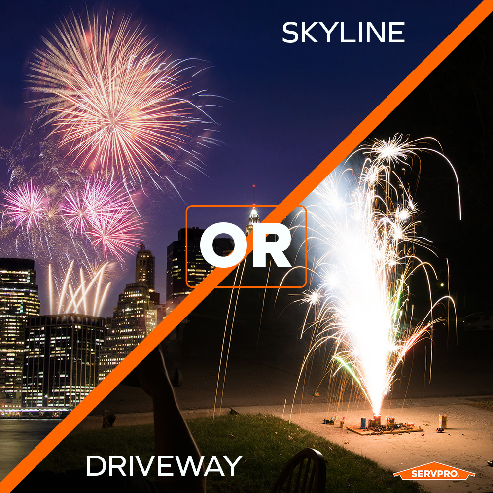 SERVPROofPat's tweet photo. Do you prefer skyline OR driveway fireworks?

If you scorch your home celebrating the 4th, call SERVPRO after the fire department is gone to begin the restoration process. https://t.co/uLA7IJ1YPq