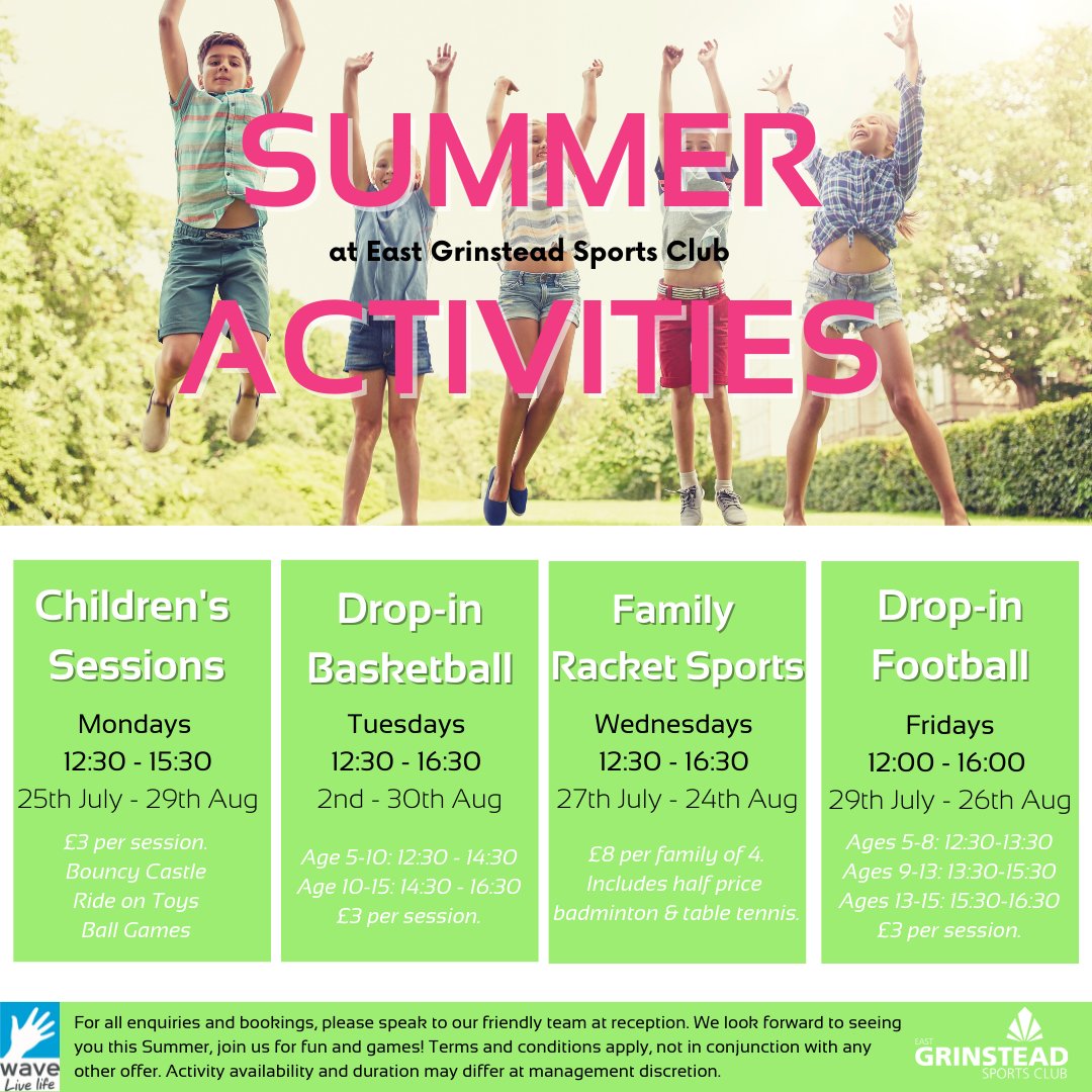 Summer Holiday countdown is on ☀️

Book in with us for holiday activities to keep your child inspired and having fun all Summer long! We've got sports games, drop in sessions and family fun too so there's something for everyone 😊