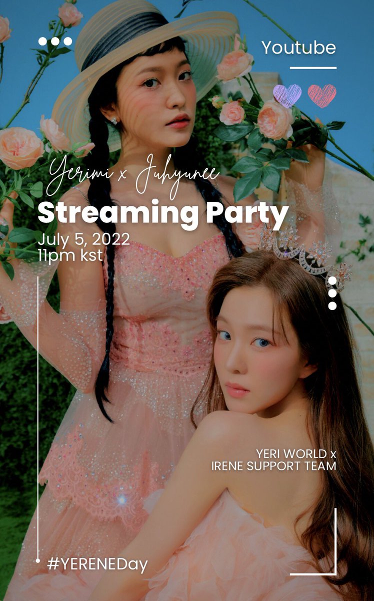 yeriworld_99's tweet image. ✨YERIMI x JUHYUNEE Day✨
July streaming party!! Guys join us to support and enjoy the masterpieces of our girls #IRENE and #YERI 😎💖💜

📆 July 5, 11PM KST
#️⃣ YERENEDay

🫂 IRENE SUPPORT TEAM x YERI WORLD 
#예리 #아이린 #레드벨벳 #RedVelvet @RVsmtown