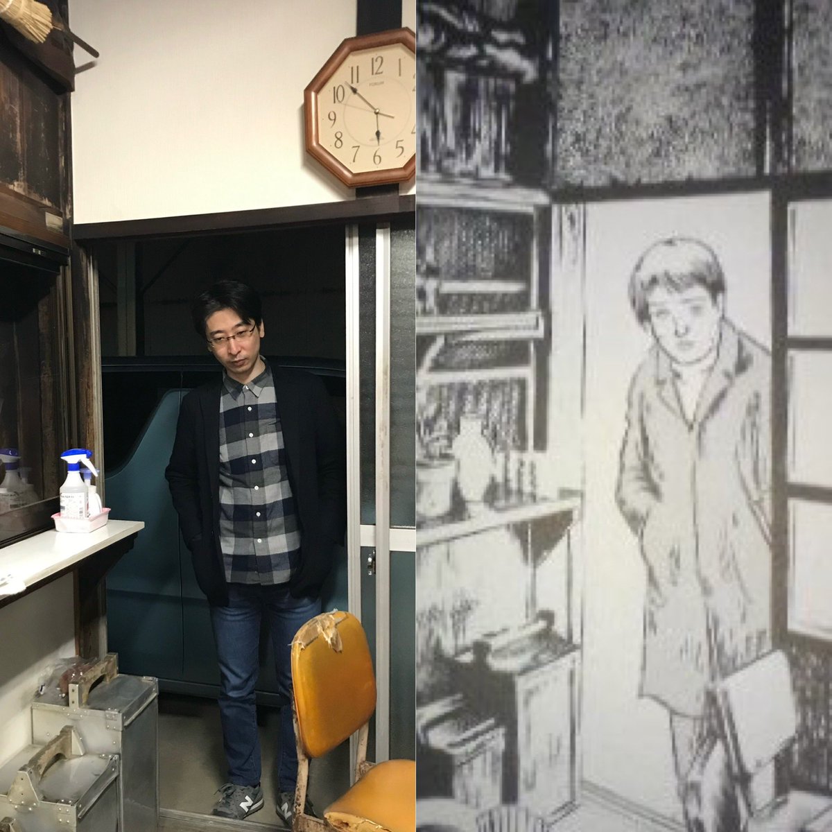 『つげ義春 名作原画とフランス紀行』発刊と日本芸術院会員就任を祝して！
やなぎ屋主人の場所で撮ったよ♪左はつげ先生のご子息つげ正助氏。

時代を経てもイイものはイイ！
つげ先生もそろそろ紫綬褒章を受章したり文化功労者に選ばれてイイと思うよね〜？

※よろずやは閉店。特別に許諾を得て撮影