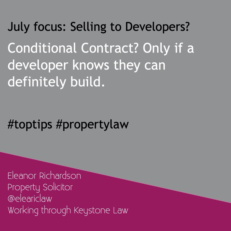 eleariclaw's tweet photo. Selling to a developer? A #developer is likely to want to know they can build before they complete a #conditionalcontract
#toptips #propertylaw #maximisevalueofproperty https://t.co/wGtgkOFJWo