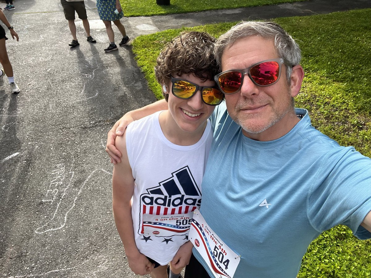 JoshMeehan's tweet photo. The amazing dude on my right just ran his first road race, @PathwaysKeene 4 on the 4th. He finished 3rd in his age bracket and 21st overall. I also finished. #slowdad #prouddad https://t.co/PMvhtsqwV1