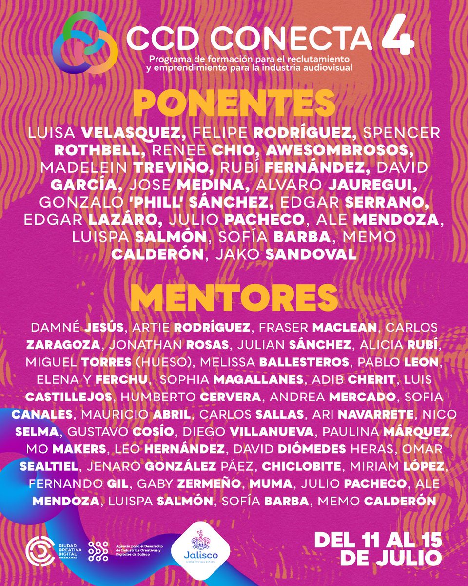 Pixelatl's tweet photo. La próxima semana ya inicia CCD Conecta. No pierdas la oportunidad de ser asesorado por los mejores mentores internacionales y te esperamos en Guadalajara para las actividades presenciales. Inscripción gratuita en https://t.co/6yYWGy15WU https://t.co/Qi2CtiOfjH