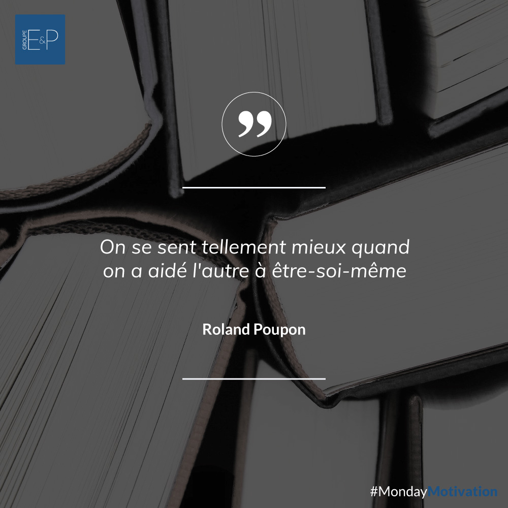 Cette semaine dans notre #MondayMotivation, nous vous proposons une citation de Roland Poupon, "On se sent tellement mieux quand on a aidé l'autre à être-soi-même" 💭

Ceci vous inspire-t-il ? Faites-le nous savoir en commentaire. 🙂
