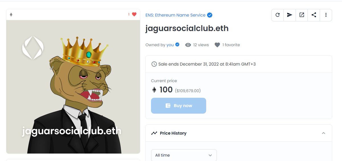 jaguarsocialclub.eth 😍🔥
-
#ensdomains #jsc #NFTs #OpenSeaNFT #ETH