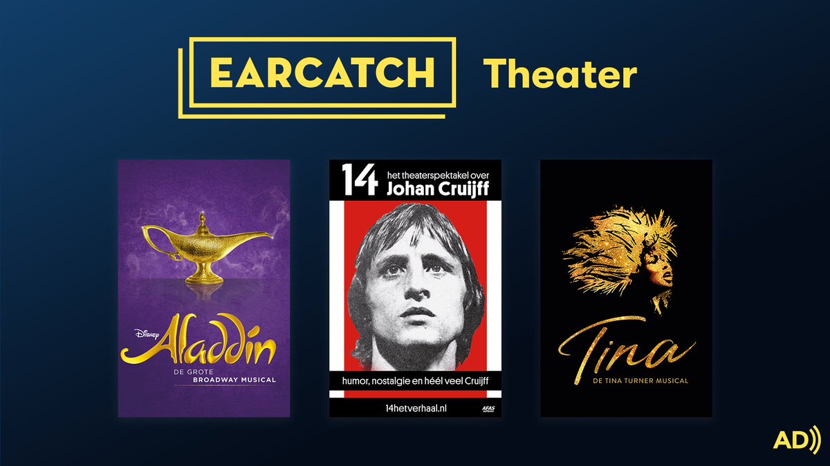 📣 Earcatch nu ook in het theater!

De musicals Disney’s Aladdin, TINA - De Tina Turner Musical en 14 het verhaal van Johan Cruijff worden met audiodescriptie in Earcatch toegankelijk voor mensen die blind of slechtziend zijn!

#EarcatchTheater #audiodescriptie  #IkKijkMeeMetAD