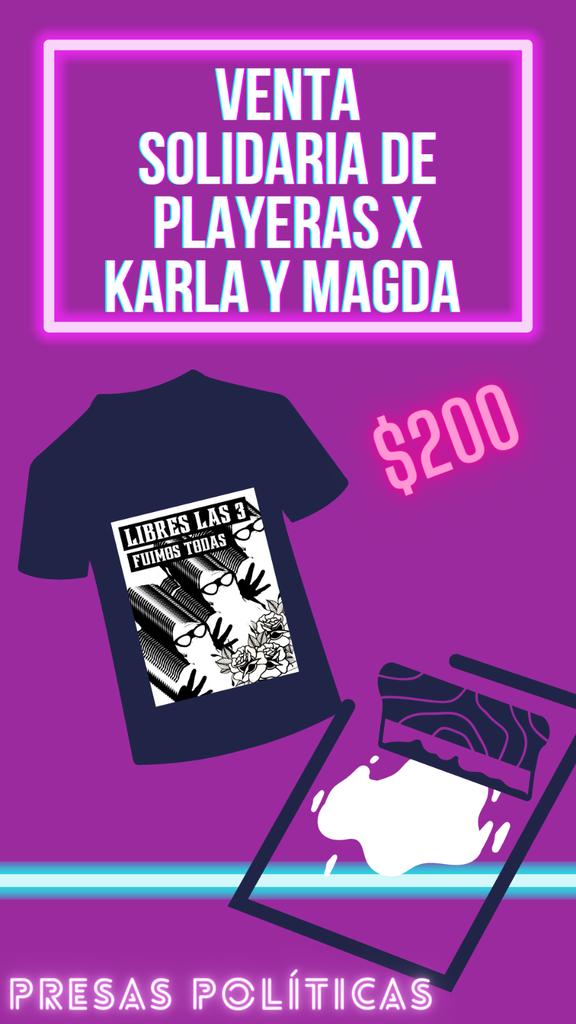 LibresYa_'s tweet photo. También hoy se realizará la venta de estas playeras 👕🔥💚💜 en solidaridad a nuestras compañeras Karla y Magdapara continuar solventando los gastos de su proceso jurídico.
#PresasPoliticasLibertad !!!
#LibresLas3
📢POR QUE LIBRES SE LAS LLEVARON‼️
LIBRES LAS QUEREMOS‼️ https://t.co/CG4BklHzta