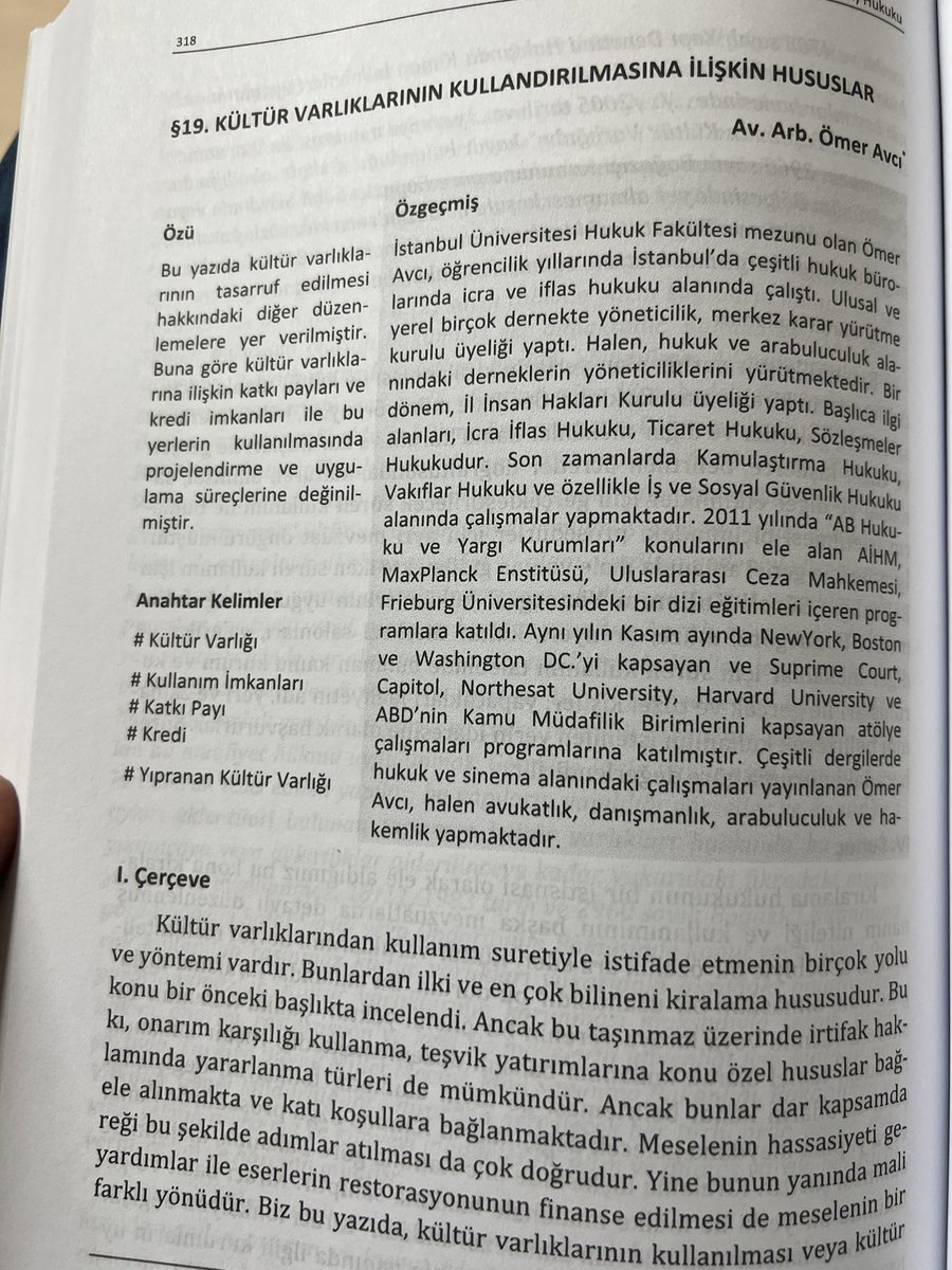 “Kültür Varlıklarının Kullandırılmasına İlişkin Hususlar” bölümünü yazdığım , Kültürel Miras (Kültür Varlıkları ) Hukuku kitabım yayınlandı. Faydalı olması dileği ile editörlerimize ve Seçkin Yayınevine teşekkürler… <a href="/seckinyayinevi/">Seçkin Yayıncılık</a> <a href="/cuneyd6parmak/">Cüneyd Altıparmak</a> <a href="/AltiparmakAvci/">Altıparmak/Avcı Avukatlık Ortaklığı</a> #Hukuk #Kültür