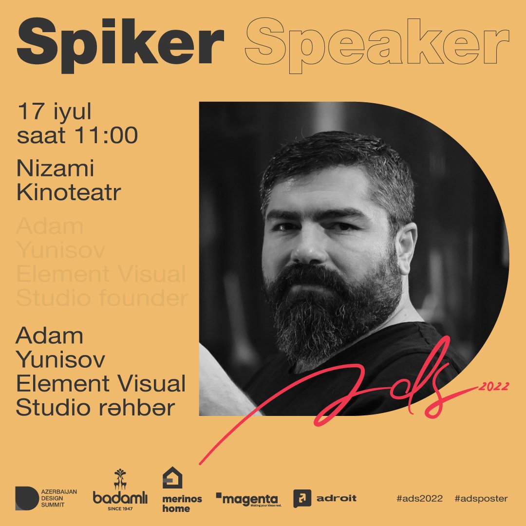 Azedesignsummit's tweet photo. Adam Yunisov | Azerbaijan Design Summit | Spiker
Adam Yunisov | Azerbaijan Design Summit | Speaker
#ads2022 #digital #adsposter #poster #competition #international #azerbaijandesignsummit #designsummit #summit #typographic #volunteer #marketing #digital #designer #Speaker https://t.co/QraI39I9Zv