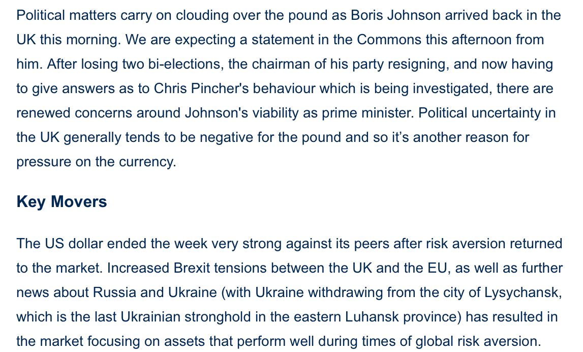 Wow, so Johnson being a FU*king useless 🤡 is having an impact on global trading markets and the £ #TorySleaze #JohnsonOut161 #VoteOfNoConfidenceInToryGovernment 👇 (OFX today)