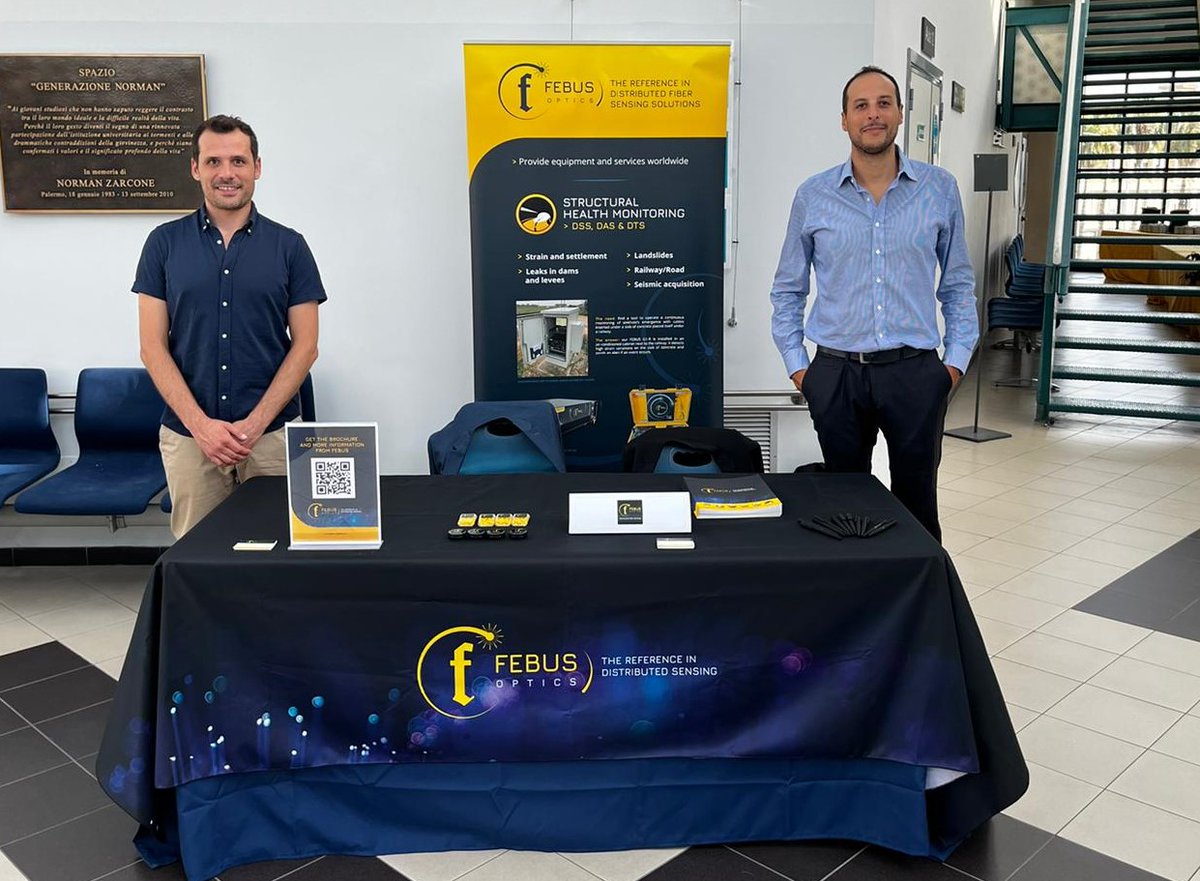 FebusOptics's tweet photo. The #EWSHM2022 has begun in Palermo!
We are eager to meet you to talk about our #SHM (Structural Health Monitoring) solution based on #DFOS (Distributed Fiber Optic Sensing).
#DAS #DistributedAcousticSensing #DSS #DistributedStrainSensing #DTS #DistributedTemperatureSensing https://t.co/KK3MCNZEiq