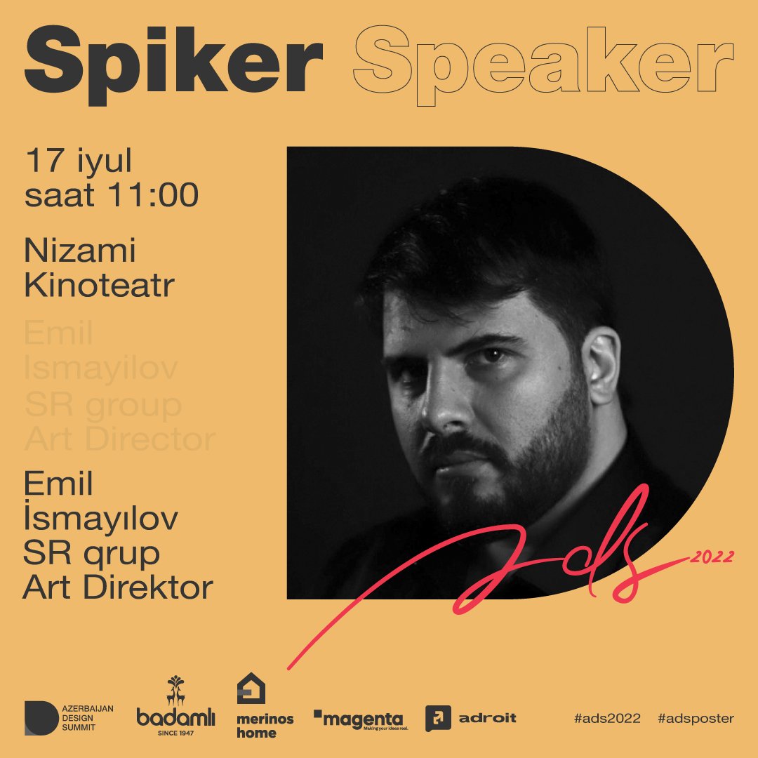 Azedesignsummit's tweet photo. Emil İsmayılov | Azerbaijan Design Summit | Spiker
Emil Ismayilov | Azerbaijan Design Summit | Speaker
#ads2022 #digital #adsposter #poster #competition #international #azerbaijandesignsummit #designsummit #summit #typographic #volunteer #marketing #digital #designer #Speaker https://t.co/aqw5xPEChQ