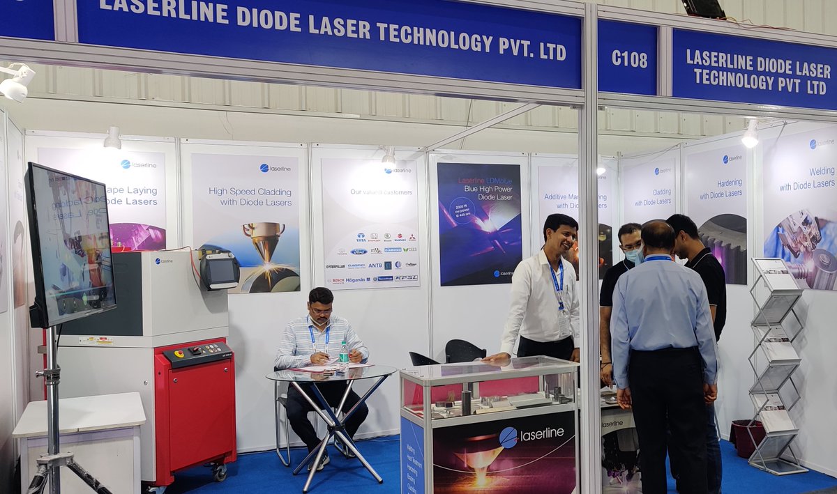 LaserlineGmbH's tweet photo. Here are some impressions of #IMTEX2022 in Bangalore, India. Many thanks to the visitors of our booth, our team and the organizers! We were happy to be part of the event! 
@IMTEX 
#imtex #imtex22 #bangalore #laserline #diodelasers https://t.co/e4zvC0feNg