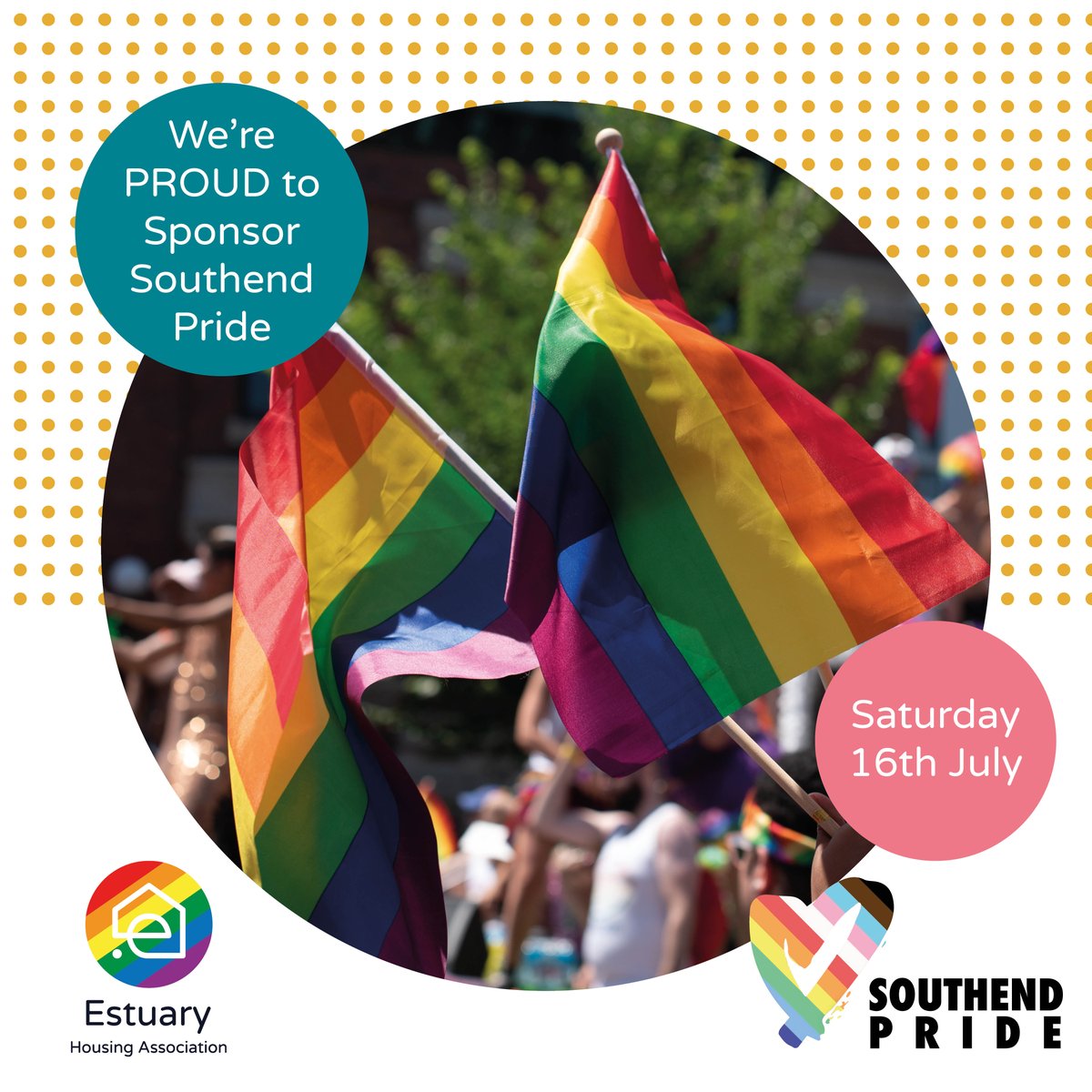 estuary_ha's tweet photo. We're proud to sponsor #SouthendPride2022! Join us on Saturday 16th July - The parade will start from 11am at Royals Square - The Festival will be in Warrior Square from 12noon.🎉 🏳️‍🌈🌈
https://t.co/IgWTmmajmT

@Southend_Pride #Pride2022 #Essex #Southend #OneEstuary https://t.co/yE90W4PcGl