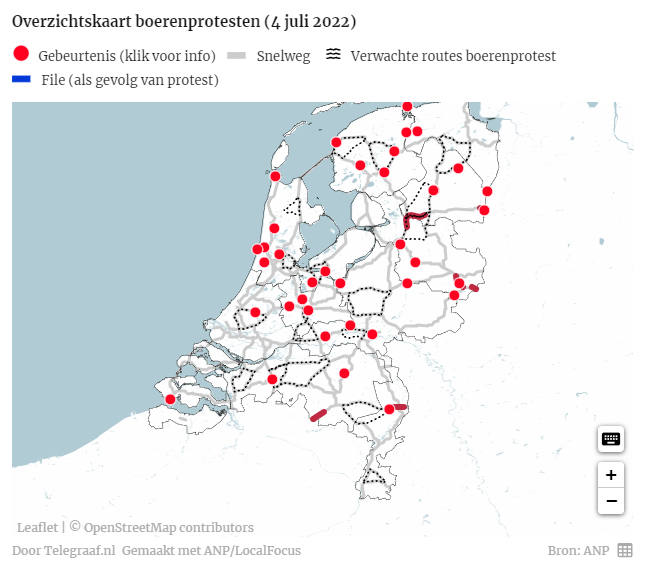 All red dots are farmers protesting in the #Netherlands. The media here in Norway haven't written a single piece on what's happening. Mainstream media is obviously bought and paid for, if this is not news, what is? True headline in Norway right now 'modell sells apartment'🤡🌍