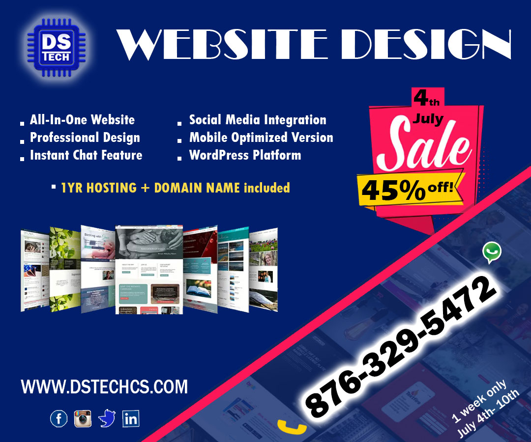 dstechcs's tweet image. Affordable Website Development, call or Whatsapp 876-329-5472 or visit dstechcs.com #dstechcomputersolutions #dstechcs #websitehosting #webdevelopment #websitedesign