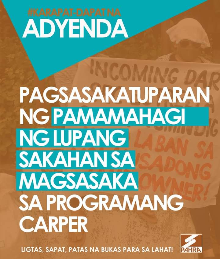 #KarapatDapat na ADYENDA: PAGSASAKATUPARAN NG PAMAMAHAGI NG LUPANG SAKAHAN SA MAGSASAKA SA PROGRAMANG CARPER

#KarapatDapat na Adyenda sa #SONA!