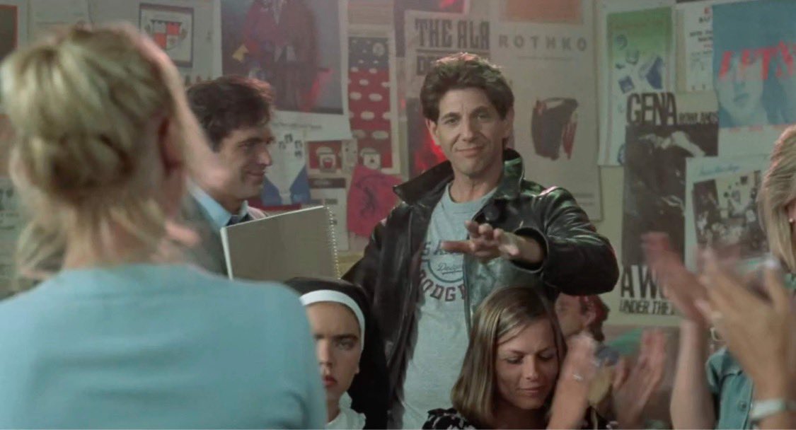 FunCityEdition's tweet photo. Is it that the elusive @TheSuTissue of the Suburban Lawns going incognito as a nun in Duke’s Cafe in Bobby Roth’s HEARTBREAKERS? Shot in LA in ‘83/‘84. #HEARTBREAKERS is now on #Bluray via @VinegarSyndrome. https://t.co/61qZZHqZUA
