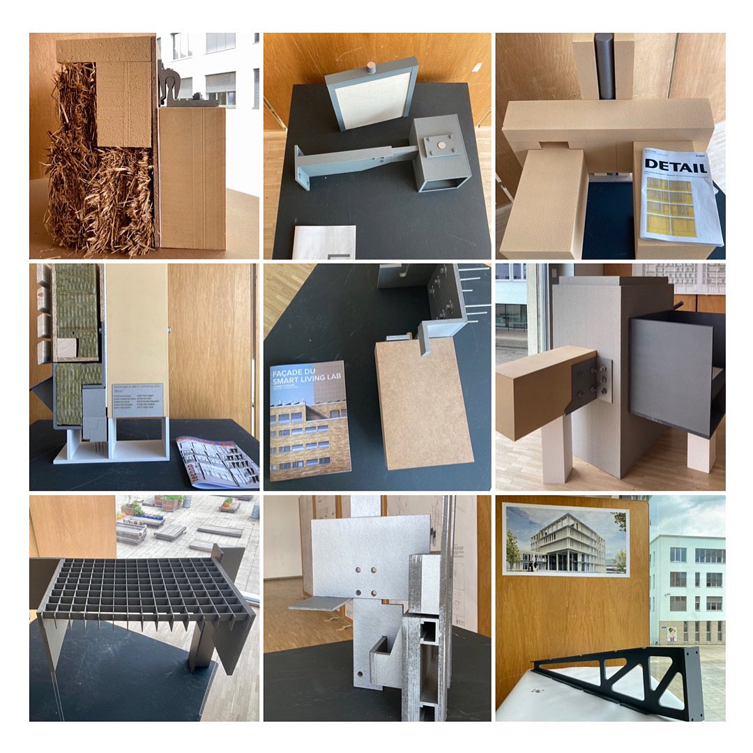 smartlivinglab's tweet image. DIALOGUES DE #FAÇADE | Le projet de façade du futur bâtiment du #SmartLivingLab (2022-24) a fait l’objet d’une étude et d’une exposition dans le cours «Technologie du #bâti VI», proposé par le Laboratoire de construction et d’architecture (FAR) de l’#EPFL. Prototypes en images!