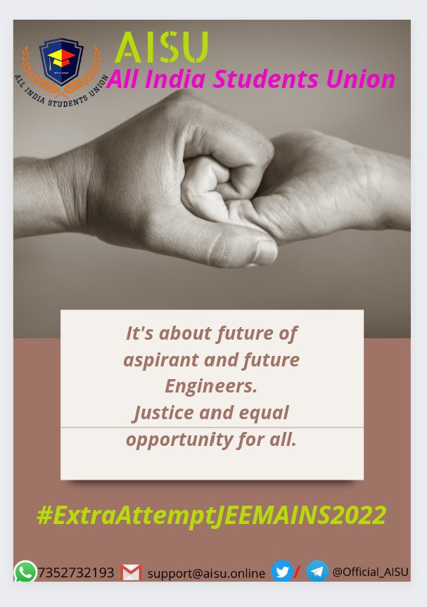 #JEEMains2022 Aspirants raised their concerns of #JEEMains2022ExtraAttempt due to Agnipath Issue,
floods,server issue during 1st Attempt. 
I req @DG_NTA to take a note of this anon. It'll be ginormous solace for Aspirants
#ExtraAttemptJEEMAINS2022