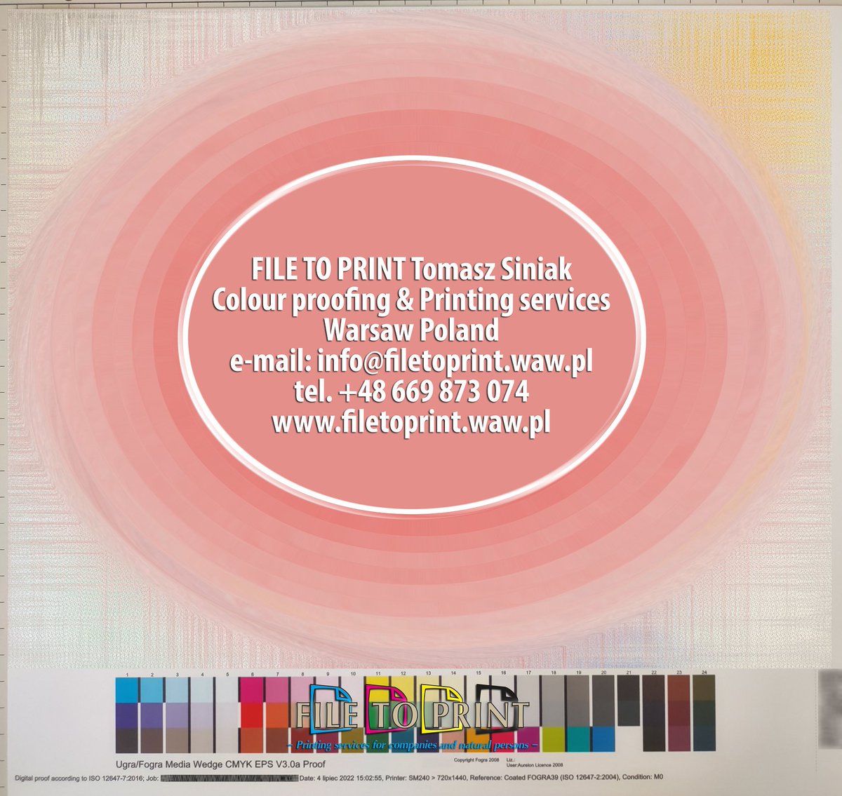 Fogra certified proofs, press proofs, printer's proofs, colour accurate proofs, contract color proofs prints to A2+ size. FILE TO PRINT Tomasz Siniak Colour proofing &amp; Printing services #filetoprint #tomaszsiniak #Fograproofs #printersproof #PrintFactory #ProofMaster #Warsaw