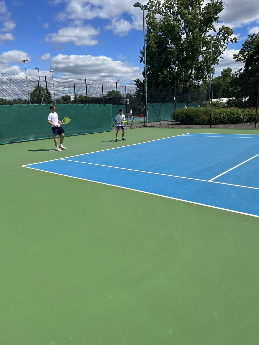 Eton Tennis Update. Well done to all pairs who have fought hard all weekend. Our Under 19 girls made the Q/Final before going out to Surbiton. The Boys Under 19 lost in the last 16 in a tight match with Eton. Congratulations to Mia S and Ophelia M who won the Under 15 plate.
