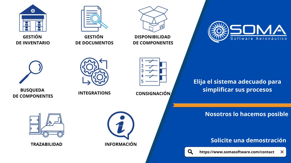 somasoftware's tweet photo. 👉¿Todavía no encuentras ese componente en tu inventario?

El sistema #SomaSoftware te permite encontrar todo lo que necesitas en un solo lugar con unos pocos clics.

Conozca más sobre Soma Software:
🌐 https://t.co/EofQQ3tq4H
📩 marketing@somasoftware.com

#aviation #AvGeek #MRO https://t.co/qixbrYDW0k