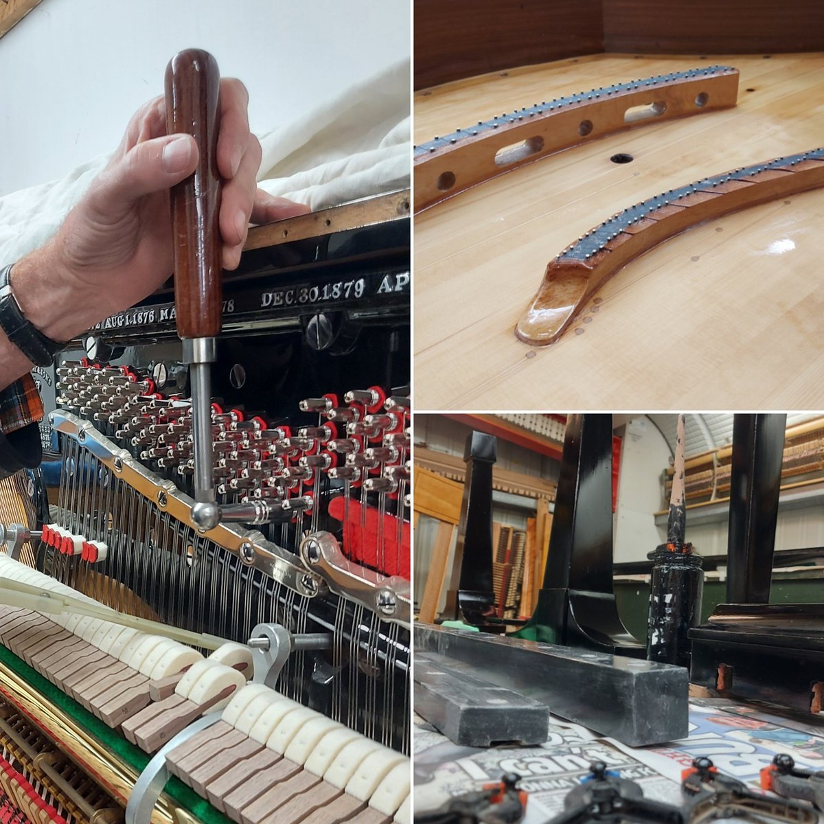 It's been a full on day for the workshop team with plenty of regulating and tuning, sanding soundboards and preparing cabinet pieces for French polishing 

#teamwork #thepianoworkshop #passionforperfection #northyorkshire #workshoplife
