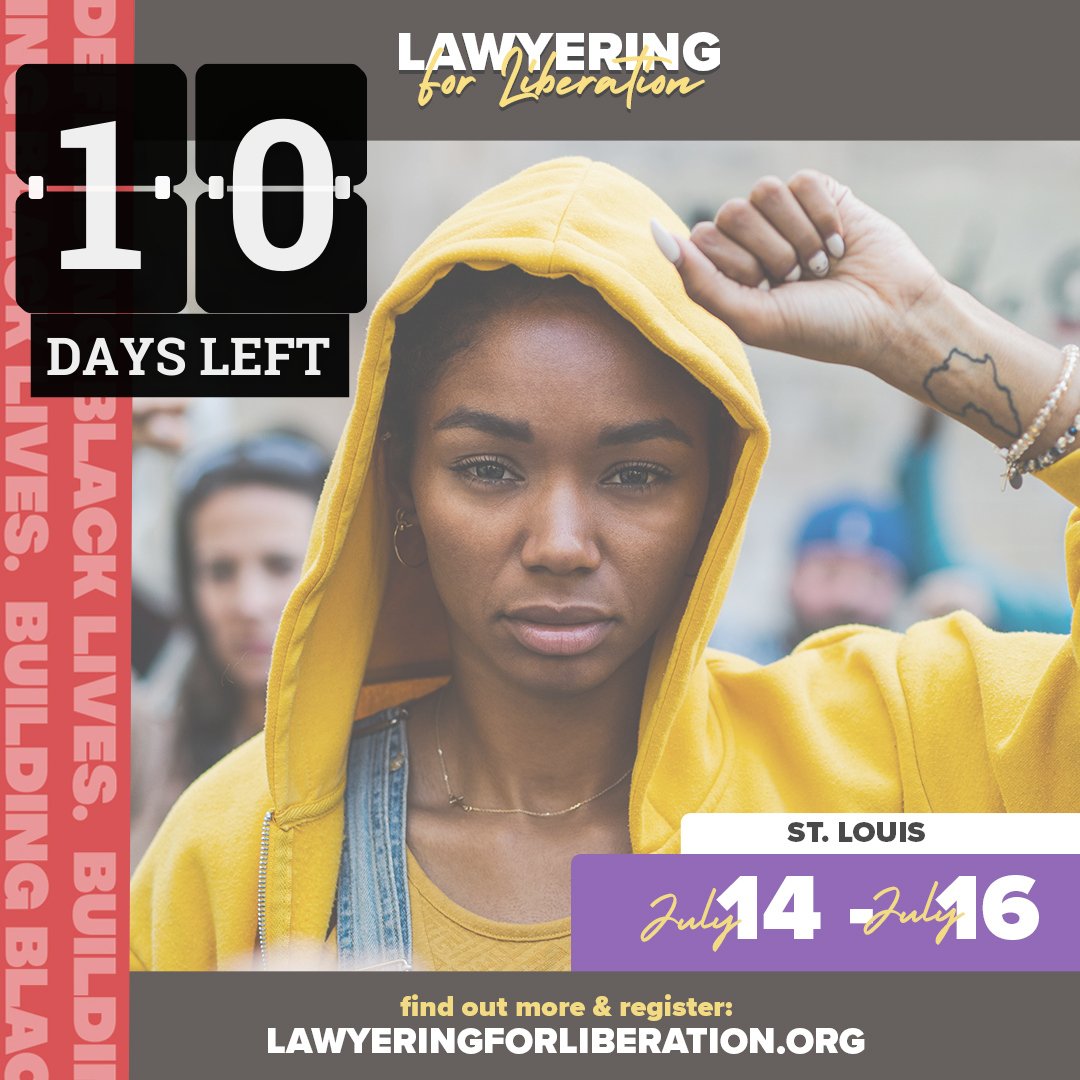 We are just about 10 days away from our conference! We are looking forward to strategizing about how to support radical movements with you. ⁠
⁠
Join us &amp; Register today at Lawyeringforliberation.org ⁠
⁠
#lawyeringforliberation #buildingblackpower #movementlawyer #FromNYtoSTL⁠