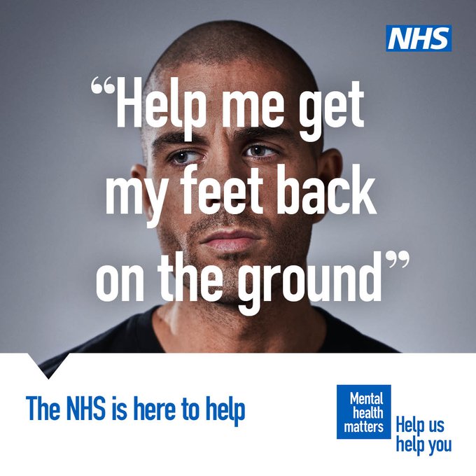 Feelings like anxiety and depression can affect us all. If you're struggling with your mental health, the NHS can help you get your feet back on the ground. 

nhs.uk/mental-health/