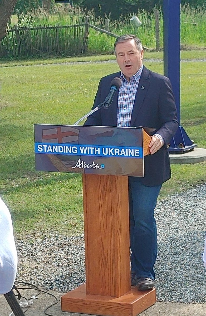LamontCounty's tweet photo. Photos from today's announcement on Alberta's expanded support for Ukraine refugees and resettlement, hosted at Ukrainian Cultural Heritage Village (#UCHV #Local #Tourism) in #LamontCounty - #StandWithUkraine. (1/2) https://t.co/FiSaQ9xqxE