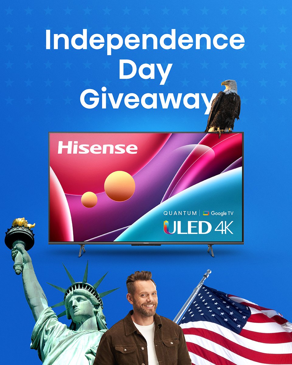Hisense_USA's tweet photo. 🎉Happy 4th July! 🎉

We’re celebrating Independence Day this weekend! Comment below the 3 emojis that sum up America for you for a chance to win our new U6H. ​

#Hisense #TV #4thJuly #IndependenceDay https://t.co/bRQSEZTqjn