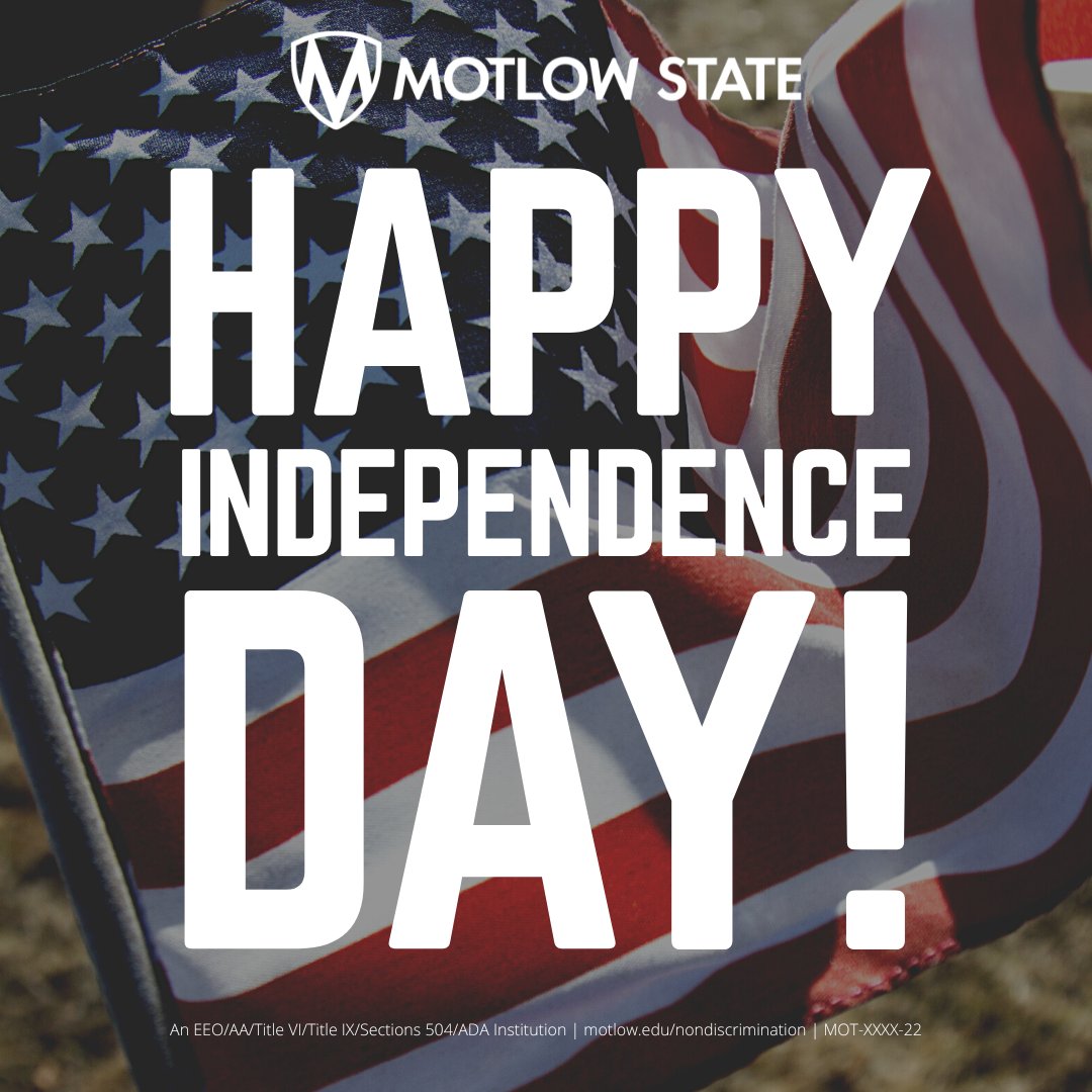 MotlowState's tweet photo. Happy Independence Day! We hope you have a safe and enjoyable holiday.
#StrideForward #IndependenceDay #WeekendFun #July4 🎆🎉 https://t.co/zKSead5iHT