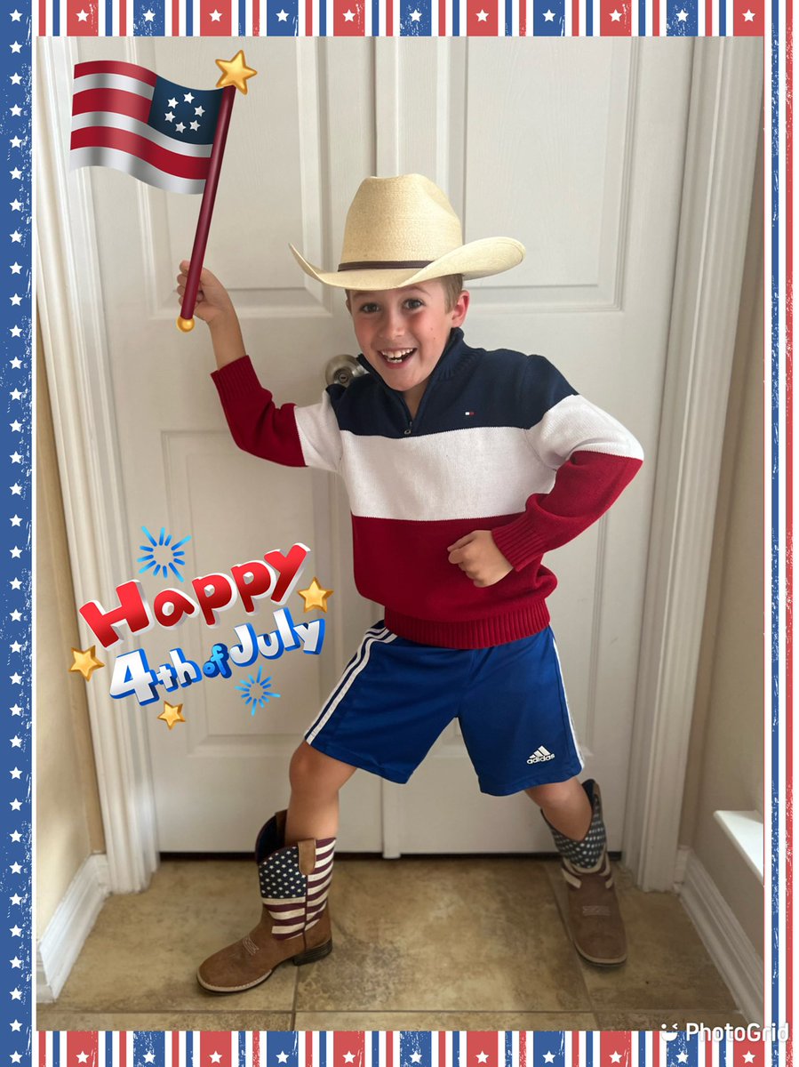 In case you were wondering, this is the appropriate attire to wear for America’s birthday in the eyes of a 7 year old Texan boy. #onlyintexas